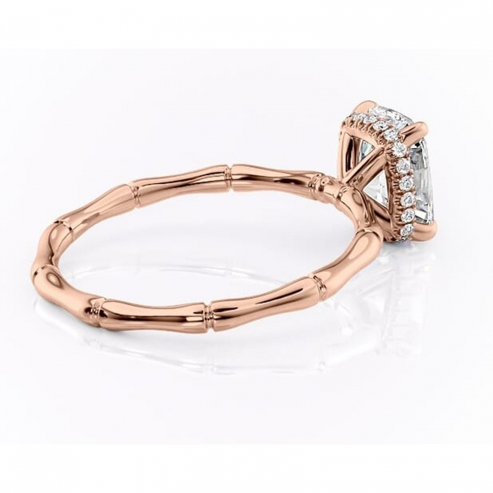 Inel de logodnă Poppy din aur Rose 14kt cu moissanite tăietură asscher – Solitar rafinată pentru profil înalt | Personalizează și configurează gratuit online [3]