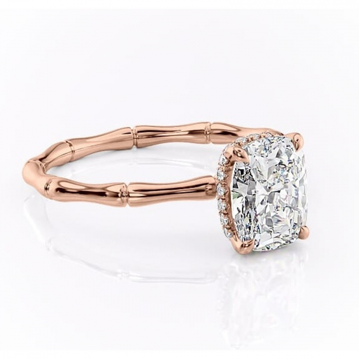 Inel de logodnă Poppy din aur Rose 14kt cu moissanite tăietură asscher – Solitar rafinată pentru profil înalt | Personalizează și configurează gratuit online [1]