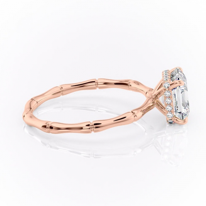 Inel de logodnă Poppy din aur Rose 14kt cu moissanite tăietură asscher – Solitar rafinată pentru profil înalt | Personalizează și configurează gratuit online [2]