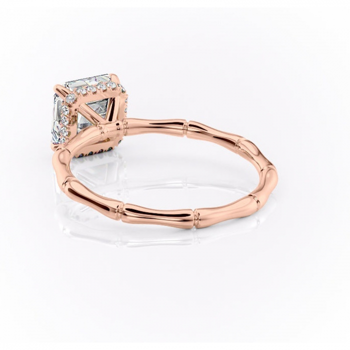 Inel de logodnă Poppy din aur Rose 14kt cu moissanite tăietură asscher – Solitar rafinată pentru profil înalt | Personalizează și configurează gratuit online [4]