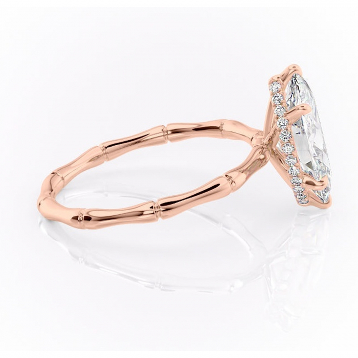 Inel de logodnă Poppy din aur Rose 18kt cu moissanite tăietură marquise – Solitar rafinată pentru profil înalt | Personalizează și configurează gratuit online [2]