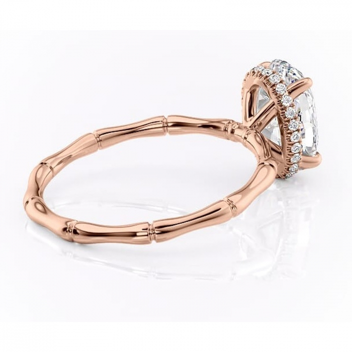 Inel de logodnă Poppy din aur Rose 14kt cu moissanite tăietură ovală – Solitar rafinată pentru profil înalt | Personalizează și configurează gratuit online [3]