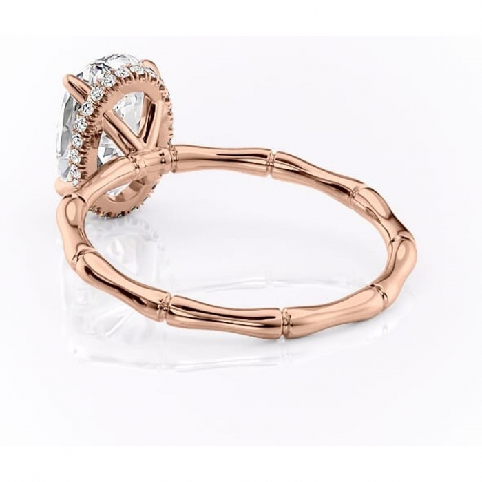 Inel de logodnă Poppy din aur Rose 14kt cu moissanite tăietură ovală – Solitar rafinată pentru profil înalt | Personalizează și configurează gratuit online [4]