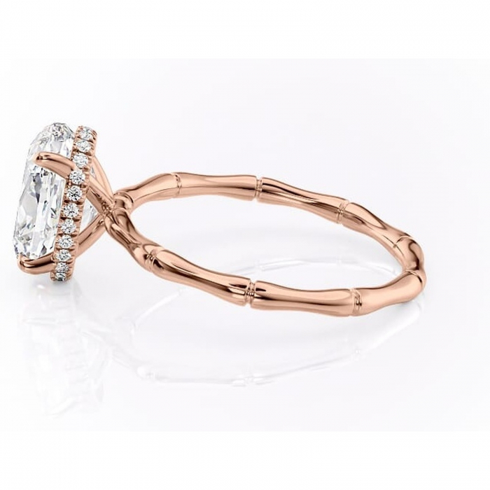 Inel de logodnă Poppy din aur Rose 14kt cu moissanite tăietură ovală – Solitar rafinată pentru profil înalt | Personalizează și configurează gratuit online [6]