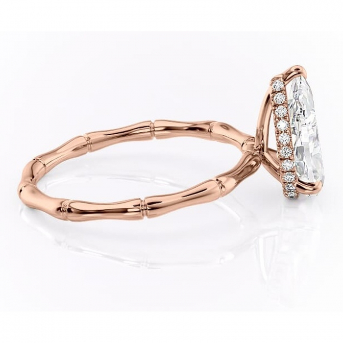 Inel de logodnă Poppy din aur Rose 18kt cu moissanite tăietură pară – Solitar rafinată pentru profil înalt | Personalizează și configurează gratuit online [2]