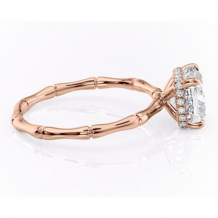 Inel de logodnă Poppy din aur Rose 18kt cu moissanite tăietură pernă – Solitar rafinată pentru profil înalt | Personalizează și configurează gratuit online [2]