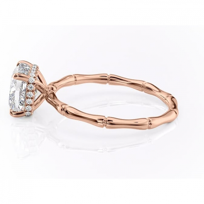 Inel de logodnă Poppy din aur Rose 18kt cu moissanite tăietură pernă – Solitar rafinată pentru profil înalt | Personalizează și configurează gratuit online [6]