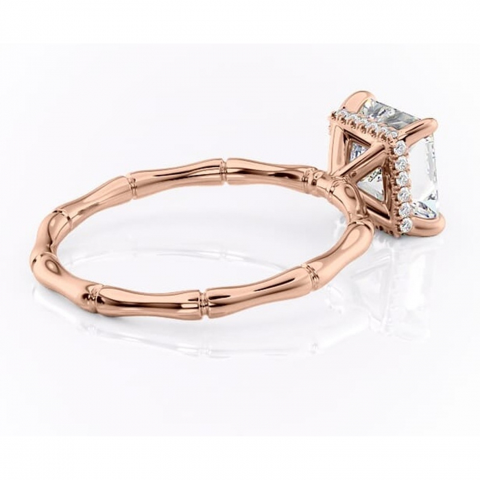 Inel de logodnă Poppy din aur Rose 18kt cu moissanite tăietură princess – Solitar rafinată pentru profil înalt | Personalizează și configurează gratuit online [3]