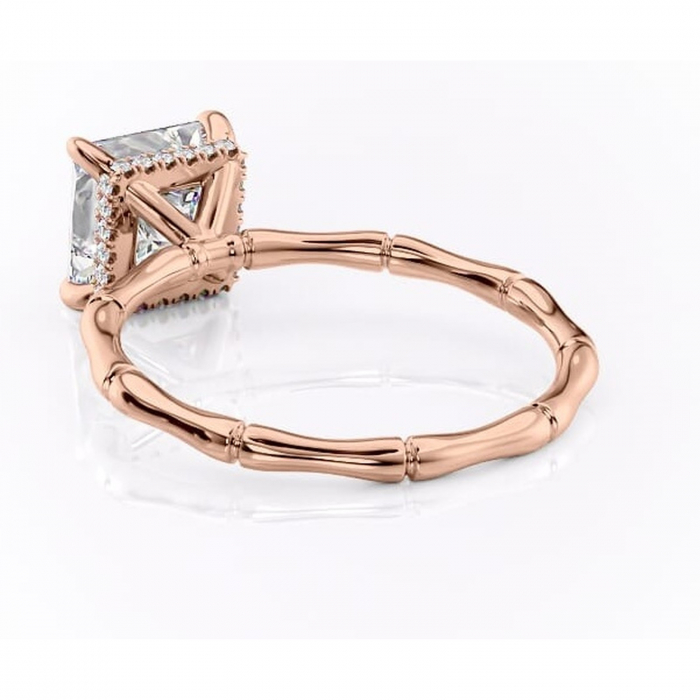 Inel de logodnă Poppy din aur Rose 18kt cu moissanite tăietură princess – Solitar rafinată pentru profil înalt | Personalizează și configurează gratuit online [4]