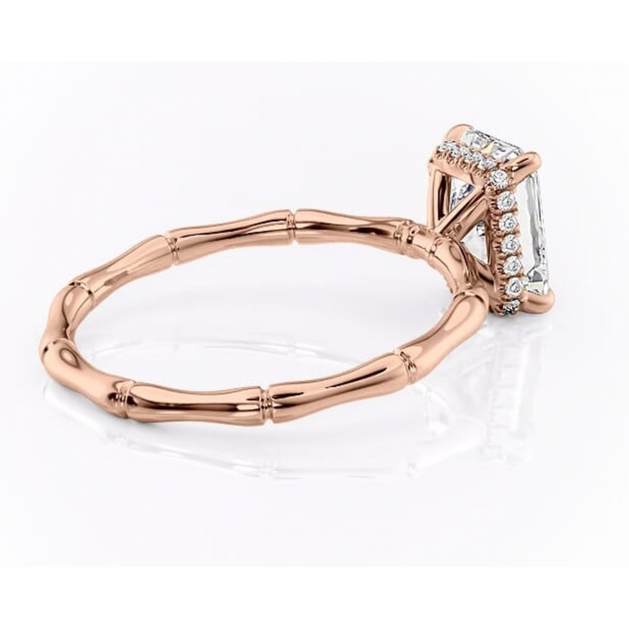 Inel de logodnă Poppy din aur Rose 14kt cu moissanite tăietură radiantă – Solitar rafinată pentru profil înalt | Personalizează și configurează gratuit online [3]