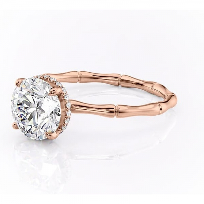 Inel de logodnă Poppy din aur Rose 14kt cu moissanite tăietură rotundă – Solitar rafinată pentru profil înalt | Personalizează și configurează gratuit online [7]