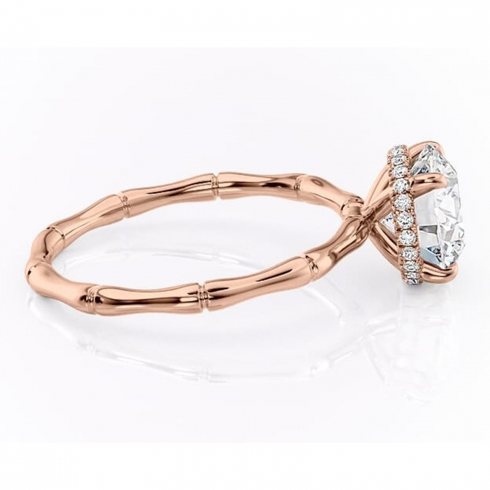 Inel de logodnă Poppy din aur Rose 14kt cu moissanite tăietură rotundă – Solitar rafinată pentru profil înalt | Personalizează și configurează gratuit online [2]