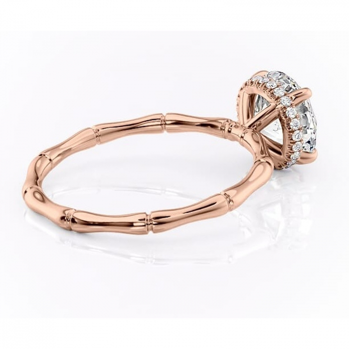 Inel de logodnă Poppy din aur Rose 14kt cu moissanite tăietură rotundă – Solitar rafinată pentru profil înalt | Personalizează și configurează gratuit online [3]