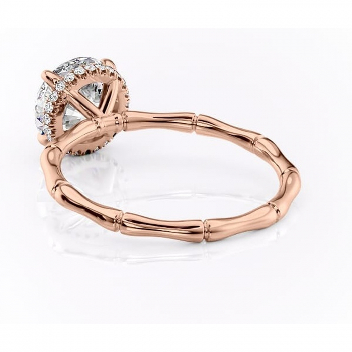 Inel de logodnă Poppy din aur Rose 14kt cu moissanite tăietură rotundă – Solitar rafinată pentru profil înalt | Personalizează și configurează gratuit online [4]