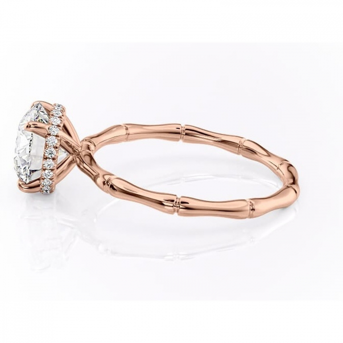 Inel de logodnă Poppy din aur Rose 14kt cu moissanite tăietură rotundă – Solitar rafinată pentru profil înalt | Personalizează și configurează gratuit online [6]