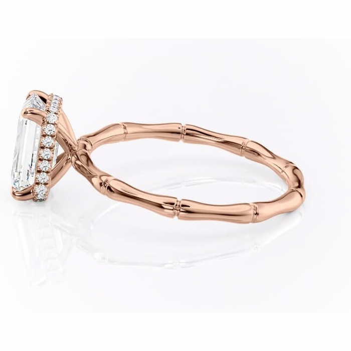 Inel de logodnă Poppy din aur Rose 14kt cu moissanite tăietură smarald – Solitar rafinată pentru profil înalt | Personalizează și configurează gratuit online [6]