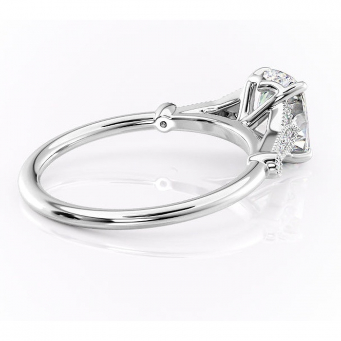 Inel de logodnă Quartzelle din aur Alb 14kt cu moissanite tăietură asscher – Pietre laterale rafinată pentru profil înalt | Personalizează și configurează gratuit online [3]