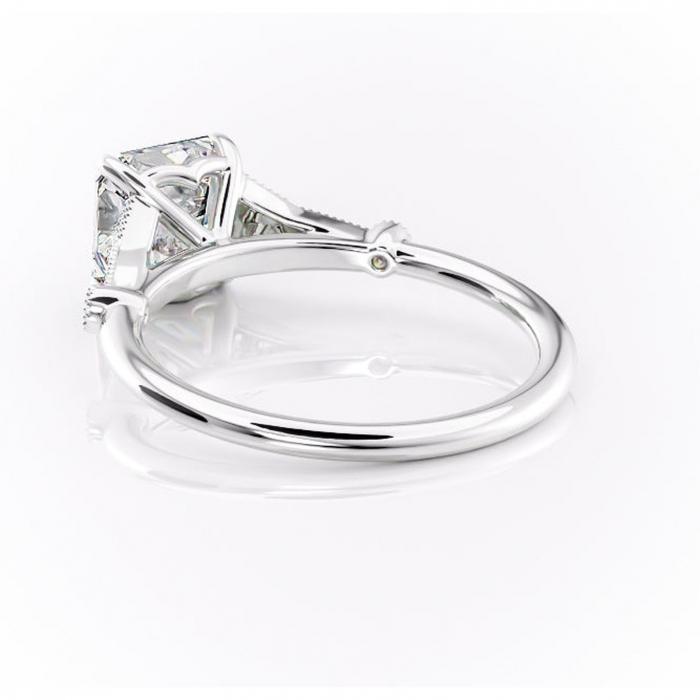 Inel de logodnă Quartzelle din aur Alb 14kt cu moissanite tăietură asscher – Pietre laterale rafinată pentru profil înalt | Personalizează și configurează gratuit online [4]