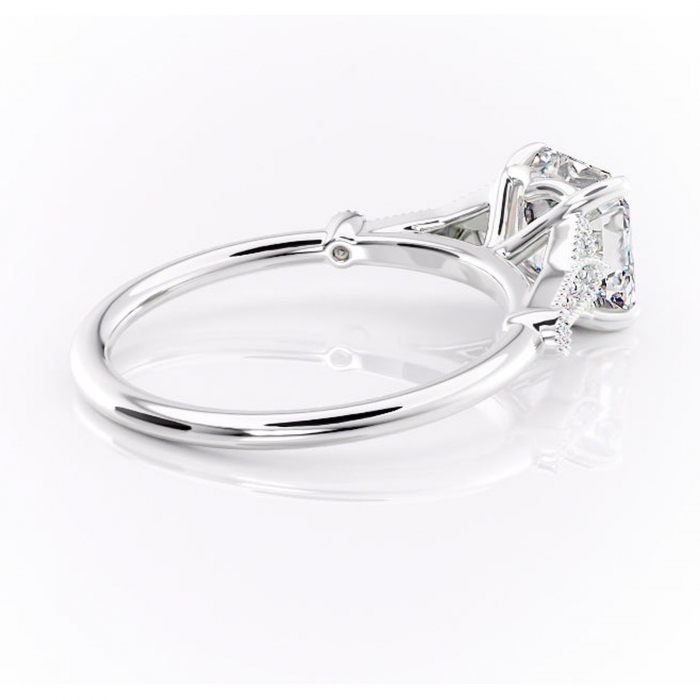 Inel de logodnă Quartzelle din aur Alb 14kt cu moissanite tăietură asscher – Pietre laterale rafinată pentru profil înalt | Personalizează și configurează gratuit online [3]