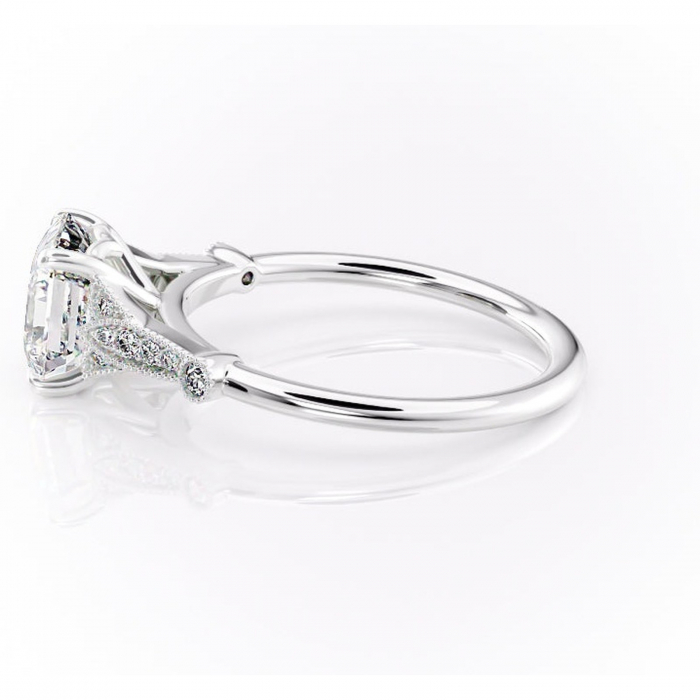 Inel de logodnă Quartzelle din aur Alb 14kt cu moissanite tăietură asscher – Pietre laterale rafinată pentru profil înalt | Personalizează și configurează gratuit online [6]