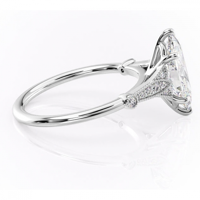 Inel de logodnă Quartzelle din aur Alb 14kt cu moissanite tăietură marquise – Pietre laterale rafinată pentru profil înalt | Personalizează și configurează gratuit online [2]