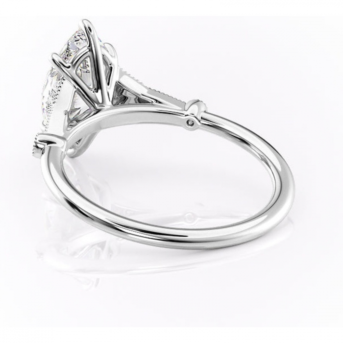 Inel de logodnă Quartzelle din aur Alb 14kt cu moissanite tăietură marquise – Pietre laterale rafinată pentru profil înalt | Personalizează și configurează gratuit online [4]