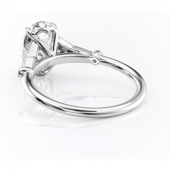 Inel de logodnă Quartzelle din aur Alb 14kt cu moissanite tăietură ovală – Pietre laterale rafinată pentru profil înalt | Personalizează și configurează gratuit online [4]