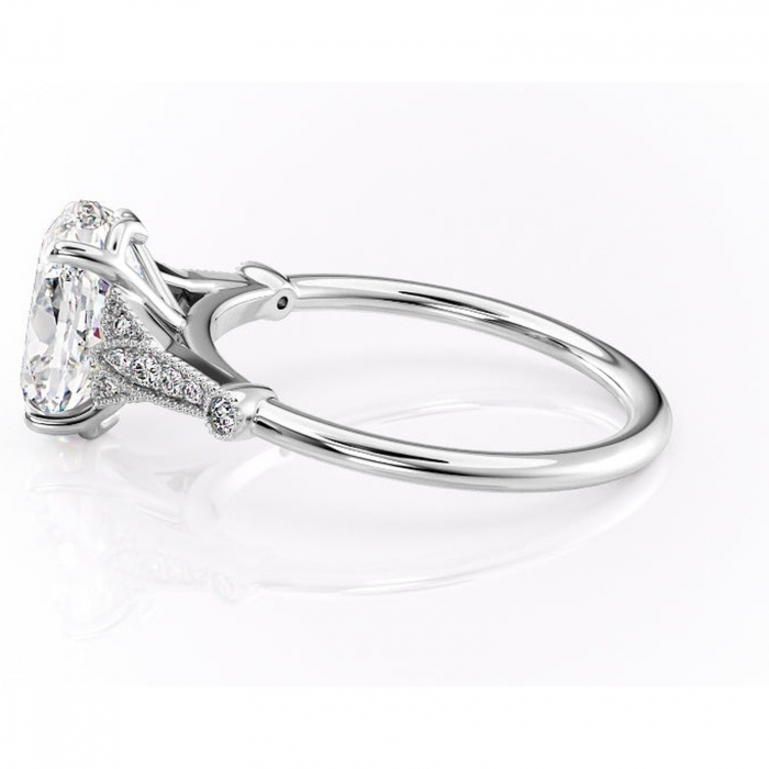 Inel de logodnă Quartzelle din aur Alb 14kt cu moissanite tăietură ovală – Pietre laterale rafinată pentru profil înalt | Personalizează și configurează gratuit online [6]