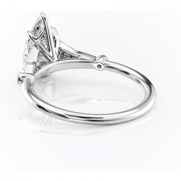 Inel de logodnă Quartzelle din aur Alb 14kt cu moissanite tăietură pară – Pietre laterale rafinată pentru profil înalt | Personalizează și configurează gratuit online [4]