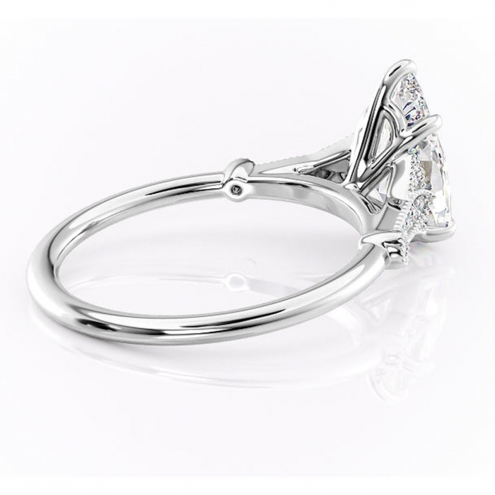 Inel de logodnă Quartzelle din aur Alb 14kt cu moissanite tăietură pară – Pietre laterale rafinată pentru profil înalt | Personalizează și configurează gratuit online [3]