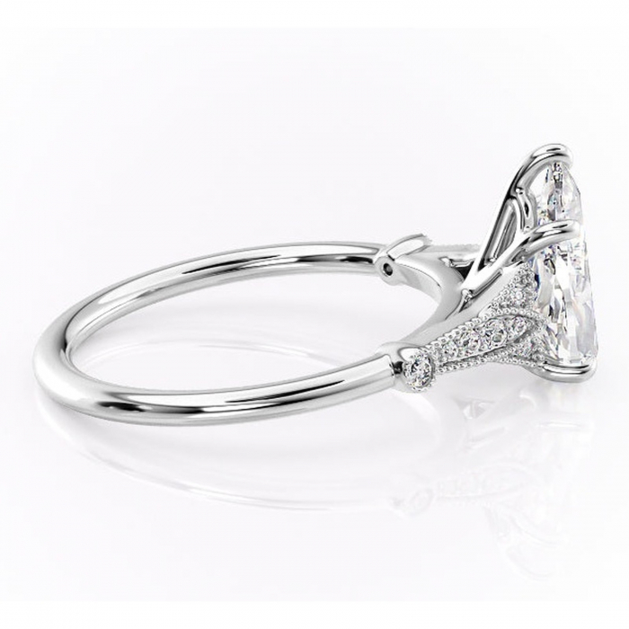 Inel de logodnă Quartzelle din aur Alb 14kt cu moissanite tăietură pară – Pietre laterale rafinată pentru profil înalt | Personalizează și configurează gratuit online [2]