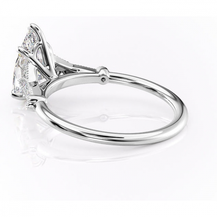 Inel de logodnă Quartzelle din aur Alb 14kt cu moissanite tăietură pară – Pietre laterale rafinată pentru profil înalt | Personalizează și configurează gratuit online [5]