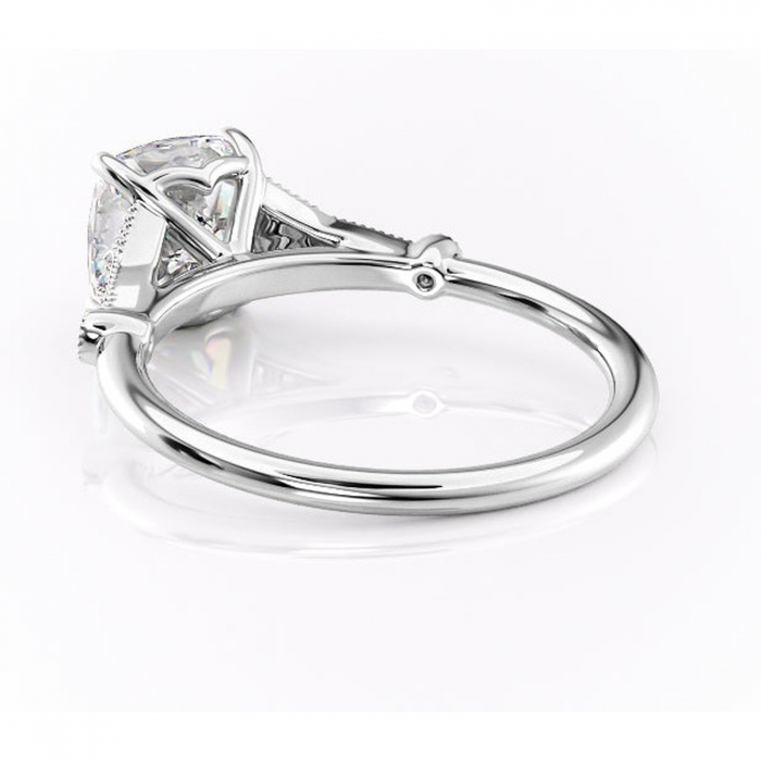 Inel de logodnă Quartzelle din aur Alb 14kt cu moissanite tăietură pernă – Pietre laterale rafinată pentru profil înalt | Personalizează și configurează gratuit online [4]