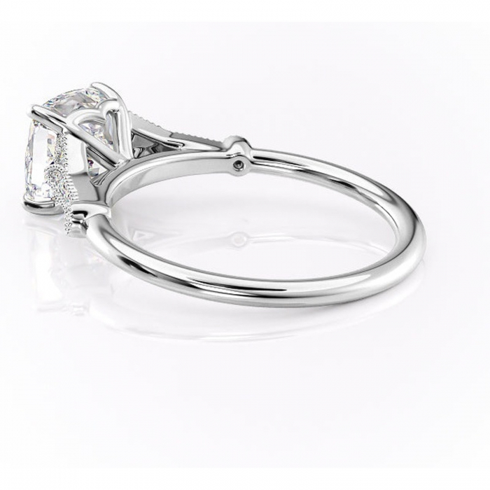 Inel de logodnă Quartzelle din aur Alb 14kt cu moissanite tăietură pernă – Pietre laterale rafinată pentru profil înalt | Personalizează și configurează gratuit online [5]