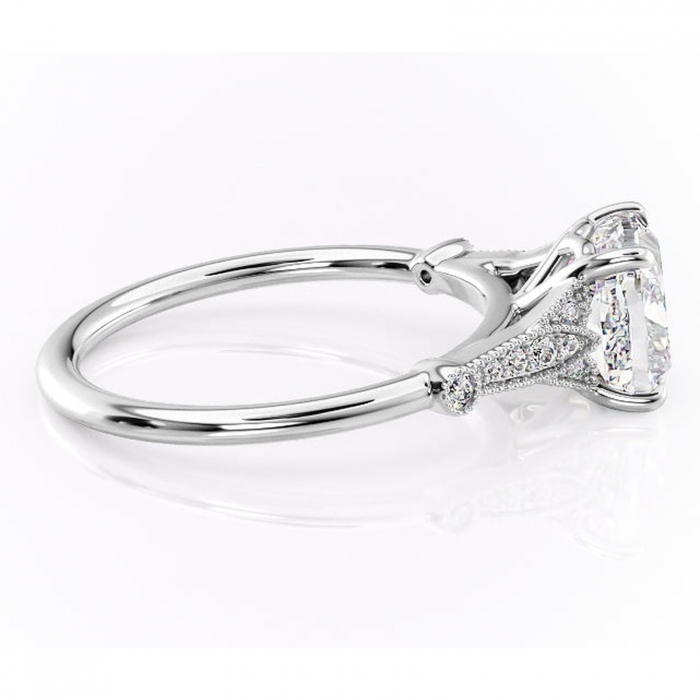 Inel de logodnă Quartzelle din aur Alb 14kt cu moissanite tăietură pernă – Pietre laterale rafinată pentru profil înalt | Personalizează și configurează gratuit online [2]