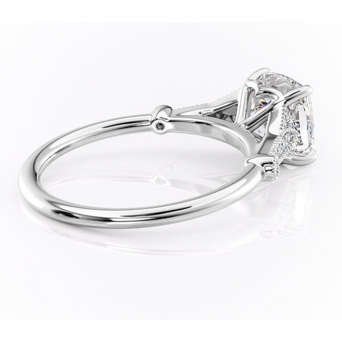 Inel de logodnă Quartzelle din aur Alb 14kt cu moissanite tăietură pernă – Pietre laterale rafinată pentru profil înalt | Personalizează și configurează gratuit online [3]