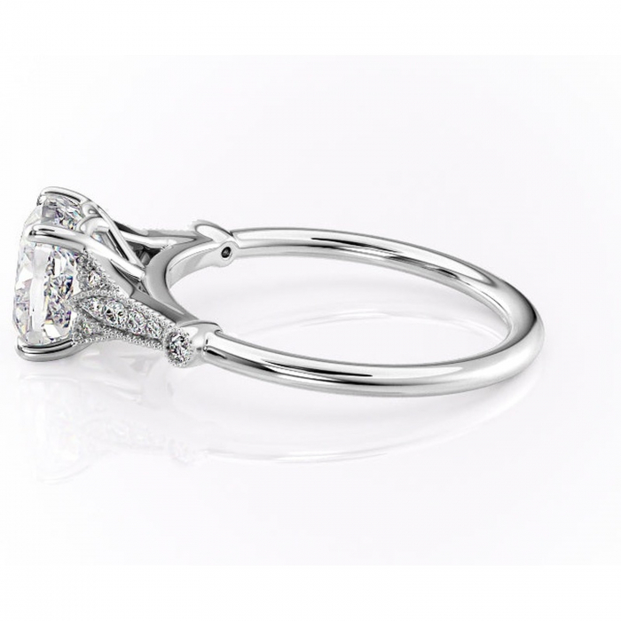 Inel de logodnă Quartzelle din aur Alb 14kt cu moissanite tăietură pernă – Pietre laterale rafinată pentru profil înalt | Personalizează și configurează gratuit online [6]