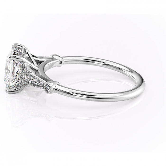 Inel de logodnă Quartzelle din aur Alb 14kt cu moissanite tăietură princess – Pietre laterale rafinată pentru profil înalt | Personalizează și configurează gratuit online [6]