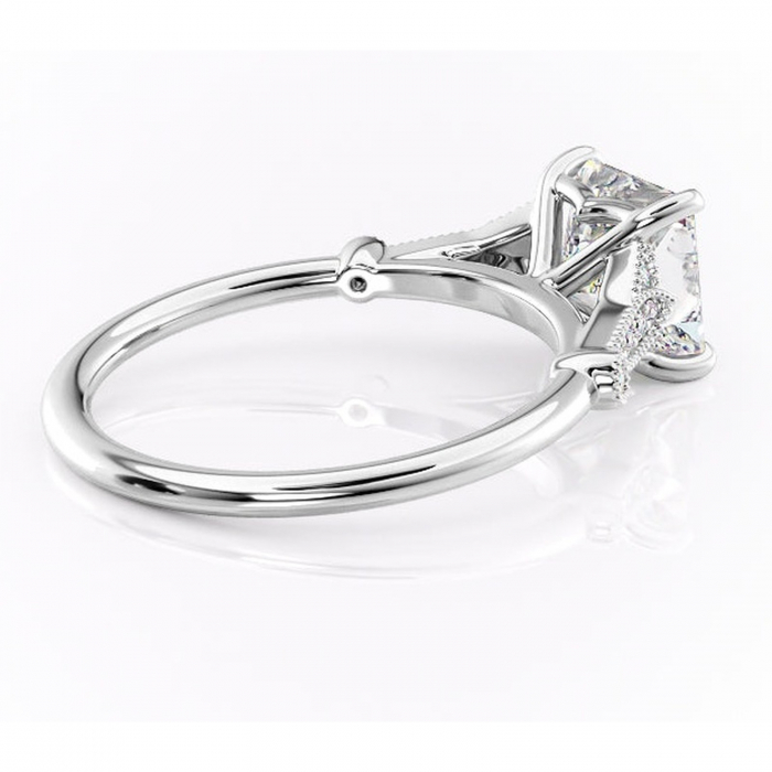 Inel de logodnă Quartzelle din aur Alb 14kt cu moissanite tăietură princess – Pietre laterale rafinată pentru profil înalt | Personalizează și configurează gratuit online [3]