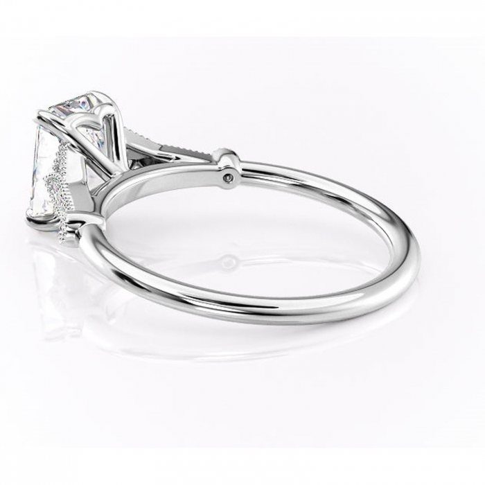 Inel de logodnă Quartzelle din aur Alb 14kt cu moissanite tăietură radiantă – Pietre laterale rafinată pentru profil înalt | Personalizează și configurează gratuit online [5]