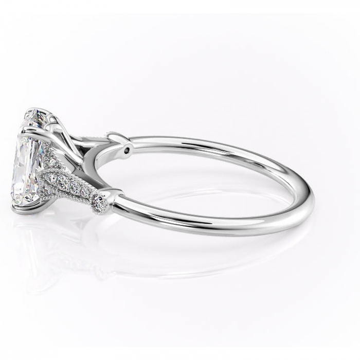 Inel de logodnă Quartzelle din aur Alb 14kt cu moissanite tăietură radiantă – Pietre laterale rafinată pentru profil înalt | Personalizează și configurează gratuit online [6]