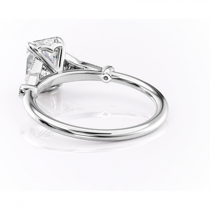 Inel de logodnă Quartzelle din aur Alb 14kt cu moissanite tăietură radiantă – Pietre laterale rafinată pentru profil înalt | Personalizează și configurează gratuit online [4]