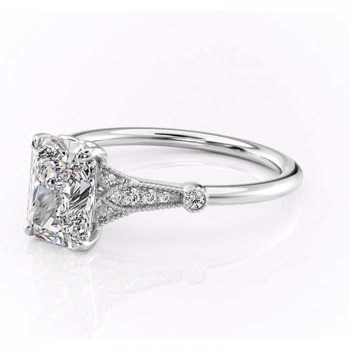 Inel de logodnă Quartzelle din aur Alb 14kt cu moissanite tăietură radiantă – Pietre laterale rafinată pentru profil înalt | Personalizează și configurează gratuit online [7]