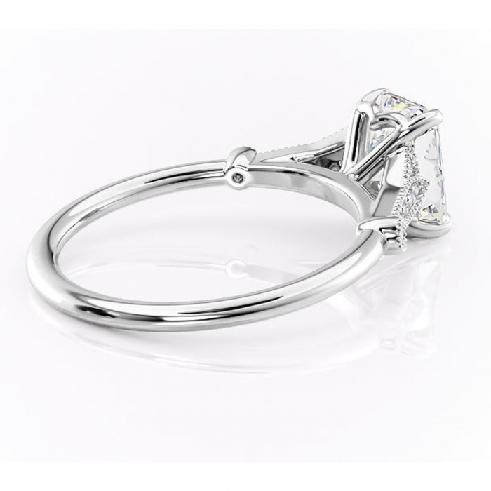 Inel de logodnă Quartzelle din aur Alb 14kt cu moissanite tăietură radiantă – Pietre laterale rafinată pentru profil înalt | Personalizează și configurează gratuit online [3]