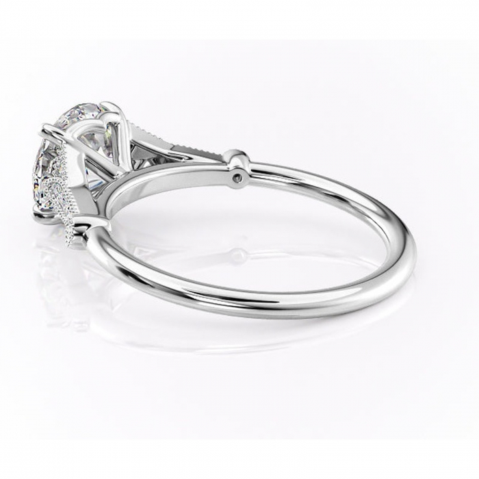 Inel de logodnă Quartzelle din aur Alb 14kt cu moissanite tăietură rotundă – Pietre laterale rafinată pentru profil înalt | Personalizează și configurează gratuit online [5]