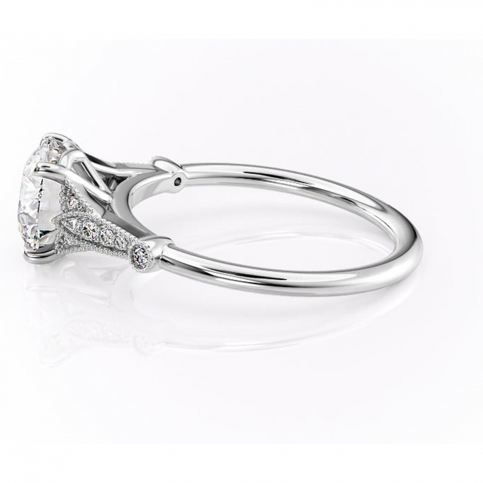 Inel de logodnă Quartzelle din aur Alb 14kt cu moissanite tăietură rotundă – Pietre laterale rafinată pentru profil înalt | Personalizează și configurează gratuit online [6]