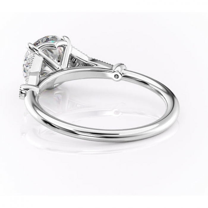 Inel de logodnă Quartzelle din aur Alb 14kt cu moissanite tăietură rotundă – Pietre laterale rafinată pentru profil înalt | Personalizează și configurează gratuit online [4]