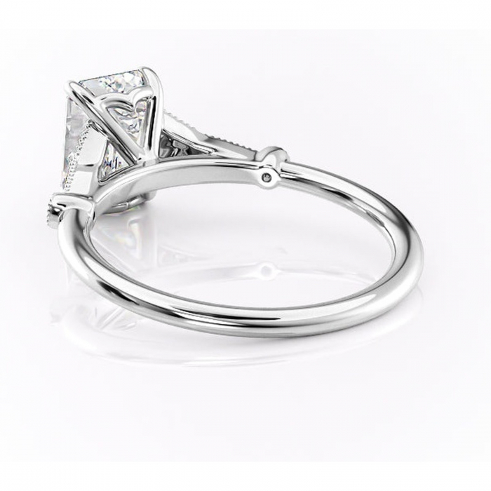 Inel de logodnă Quartzelle din aur Alb 14kt cu moissanite tăietură smarald – Pietre laterale rafinată pentru profil înalt | Personalizează și configurează gratuit online [4]