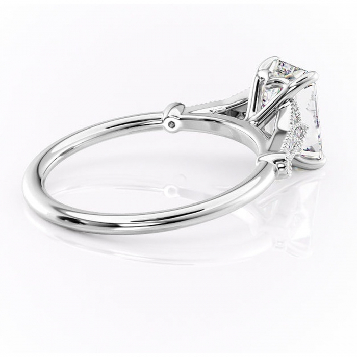 Inel de logodnă Quartzelle din aur Alb 14kt cu moissanite tăietură smarald – Pietre laterale rafinată pentru profil înalt | Personalizează și configurează gratuit online [3]