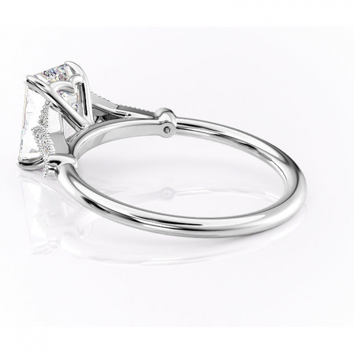 Inel de logodnă Quartzelle din aur Alb 14kt cu moissanite tăietură smarald – Pietre laterale rafinată pentru profil înalt | Personalizează și configurează gratuit online [5]